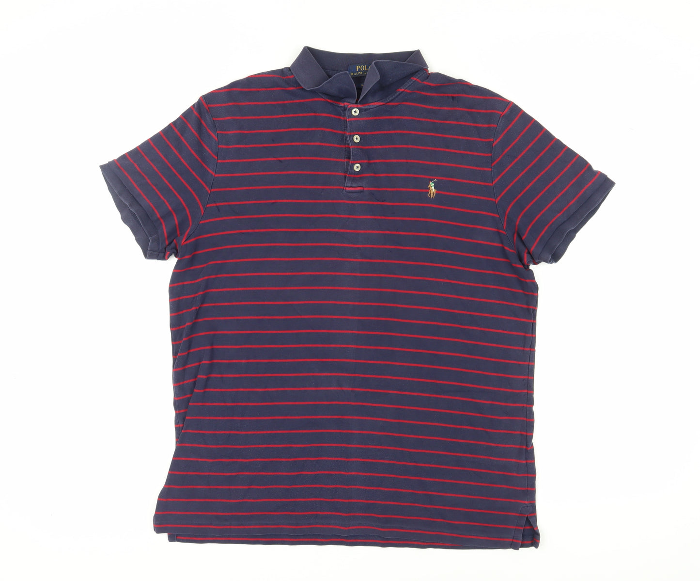 Ralph Lauren Men's Blue Striped Polo Shirt XL