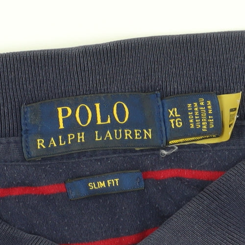 Ralph Lauren Men's Blue Striped Polo Shirt XL