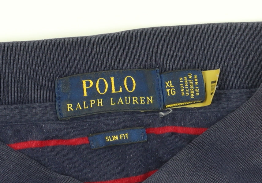 Ralph Lauren Men's Blue Striped Polo Shirt XL