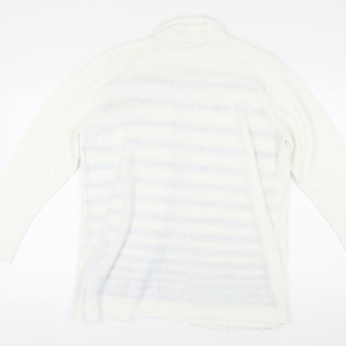 EWM Women's XL White Open Cardigan, Lightweight Knit