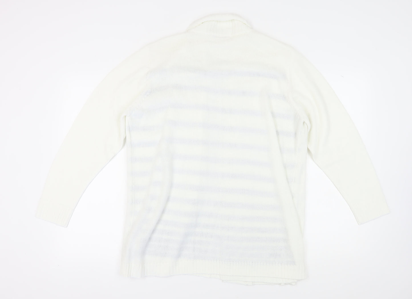 EWM Women's XL White Open Cardigan, Lightweight Knit