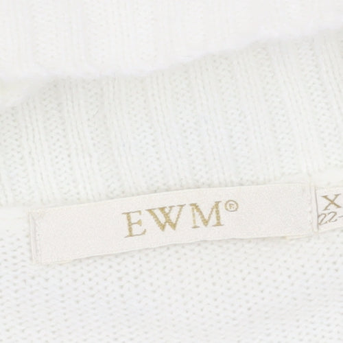 EWM Women's XL White Open Cardigan, Lightweight Knit