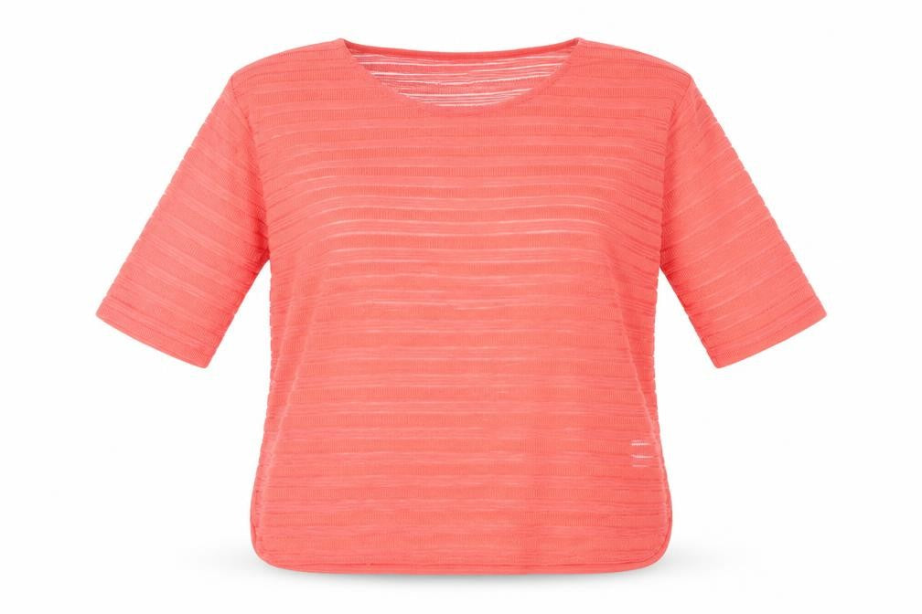 Front view of Next Women's Red Striped 3/4 Sleeve Jersey Top