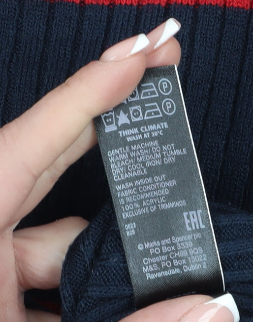 Marks and Spencer Women's Blue Striped Jumper, L