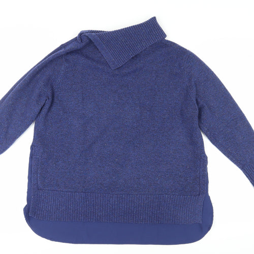 Monsoon Women's Blue Wool Blend Roll Neck Pullover Jumper L