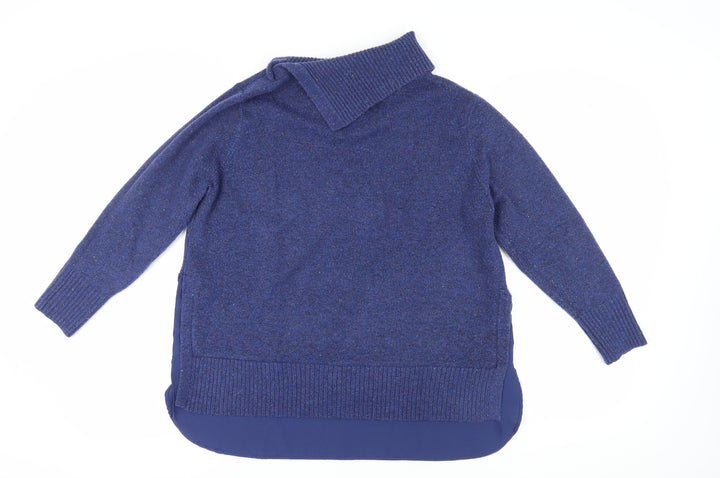 Monsoon Women's Blue Wool Blend Roll Neck Pullover Jumper L