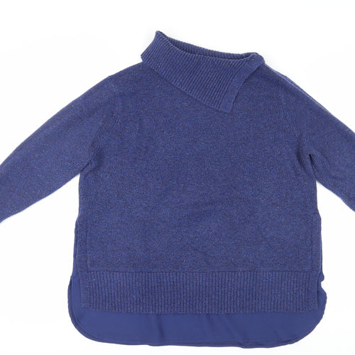 Monsoon Women's Blue Wool Blend Roll Neck Pullover Jumper L