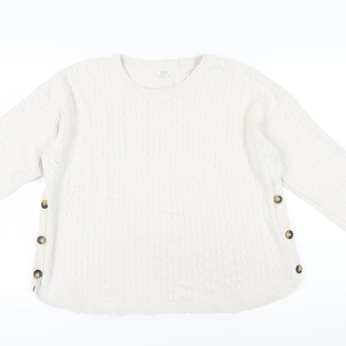 Fat Face Women's White Jumper Size 18 Pullover