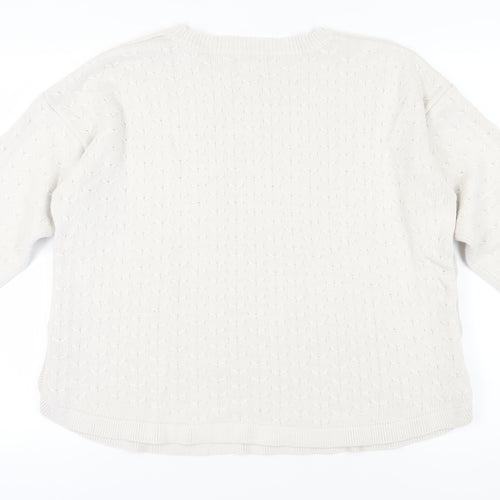Fat Face Women's White Jumper Size 18 Pullover