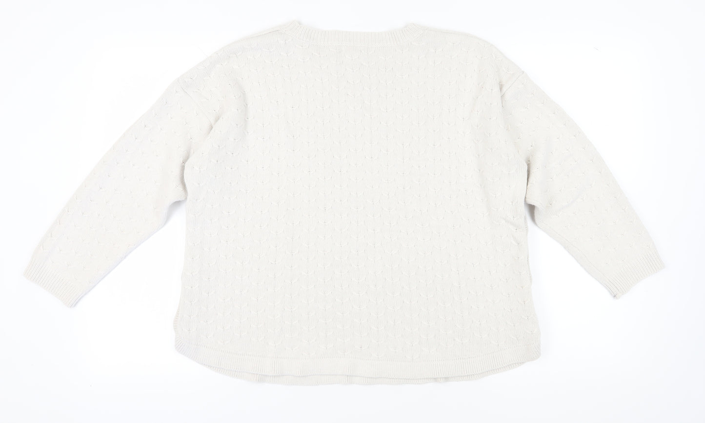 Fat Face Women's White Jumper Size 18 Pullover