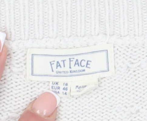 Fat Face Women's White Jumper Size 18 Pullover