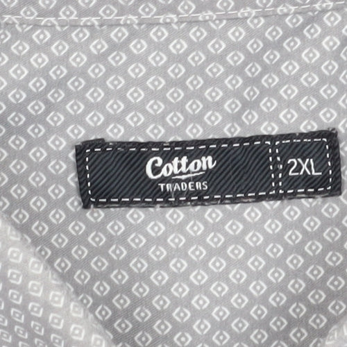 Cotton Traders Men's Grey 2XL Button-Up Shirt