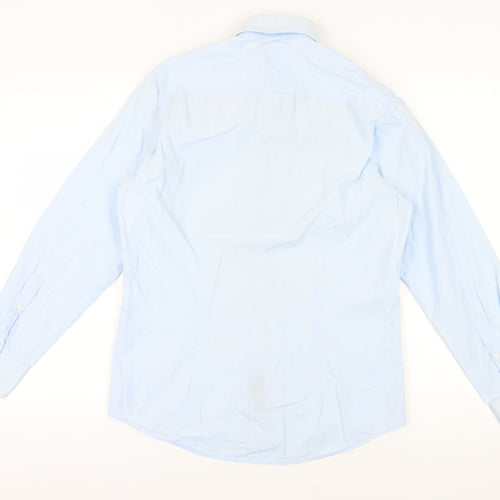 Savile Row Men's Blue Slim Fit Long Sleeve Dress Shirt
