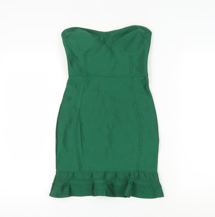 PrettyLittleThing Green Bodycon Dress, Size 6, Party
