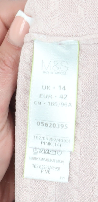 Marks and Spencer Women's Pink 3/4 Sleeve Pullover Size 14