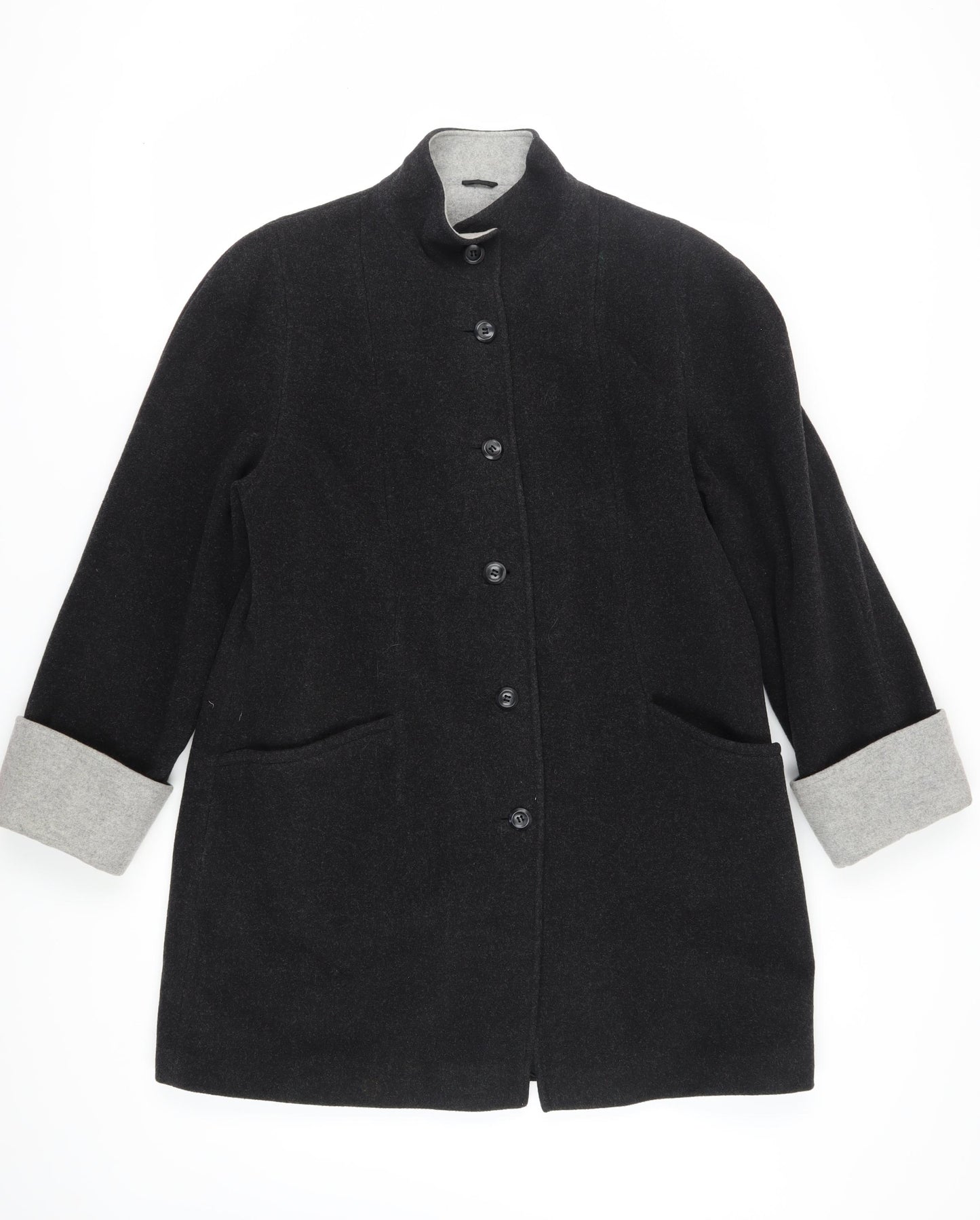 BHS Women's Black Wool Blend Mid-Length Coat