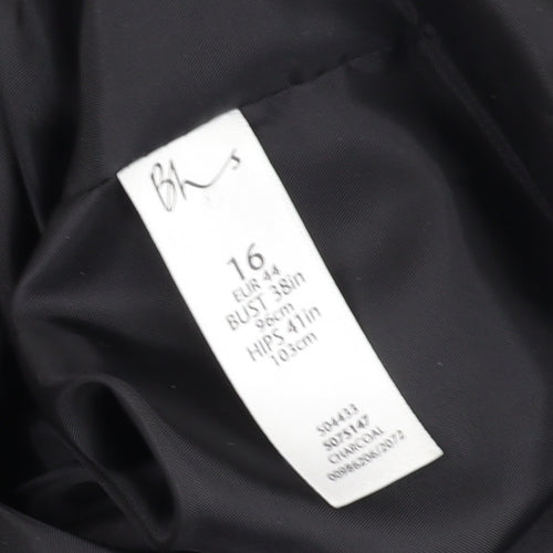BHS Women's Black Wool Blend Mid-Length Coat