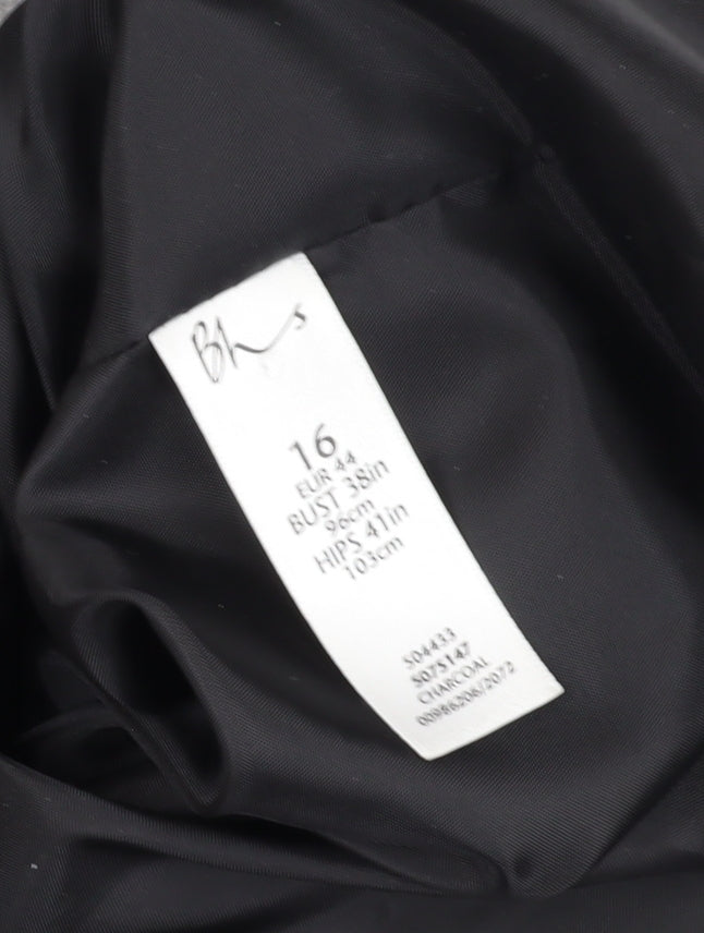 BHS Women's Black Wool Blend Mid-Length Coat