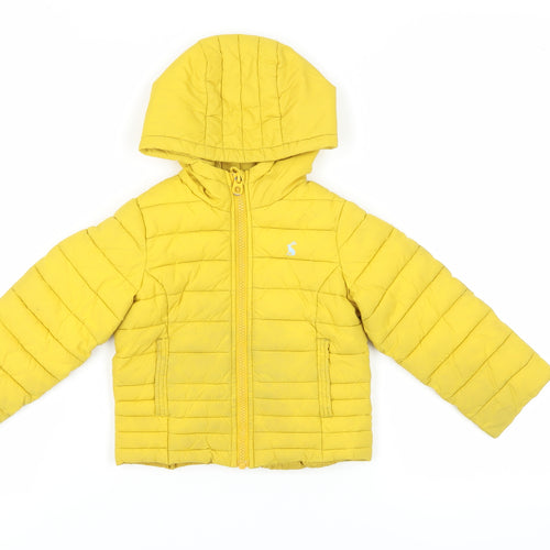 Joules Girls Yellow Puffer Jacket, 2 Years, Hooded, Casual
