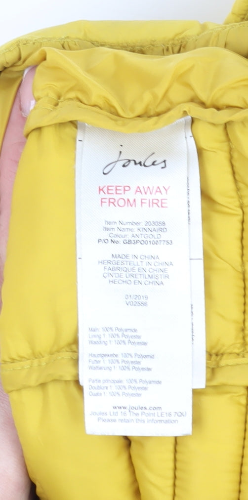 Joules Girls Yellow Puffer Jacket, 2 Years, Hooded, Casual