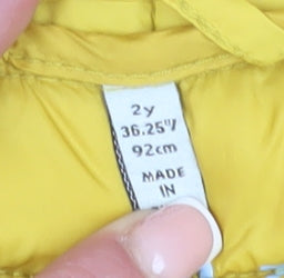 Joules Girls Yellow Puffer Jacket, 2 Years, Hooded, Casual
