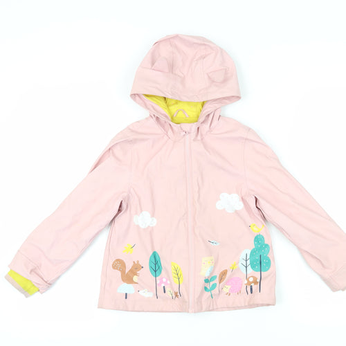 Marks and Spencer Girls Pink Animal Print Rain Coat 7-8 Years