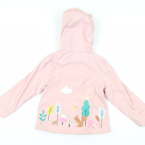 Marks and Spencer Girls Pink Animal Print Rain Coat 7-8 Years