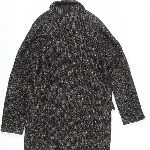 Warehouse Women's Black Mid-Length Tweed Coat Size 12