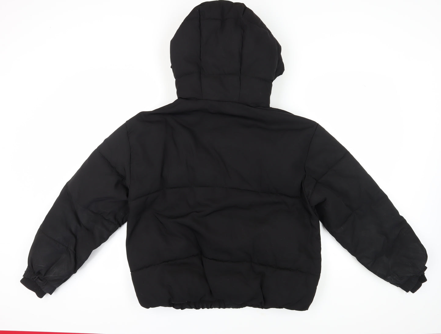 Pull & Bear Black Men's Puffer Jacket S - Hooded, Casual