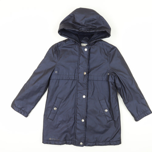Marks and Spencer Girls Blue Hooded Parka Coat 7-8 Years