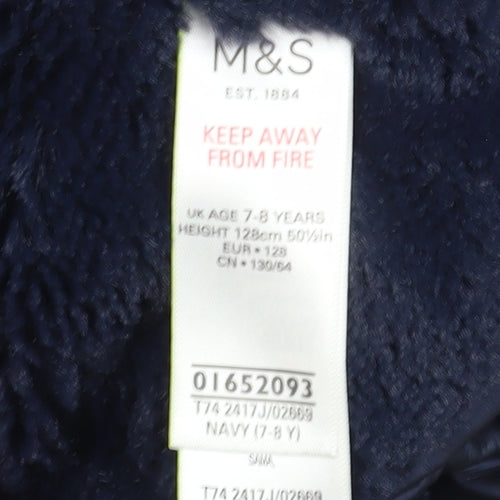 Marks and Spencer Girls Blue Hooded Parka Coat 7-8 Years