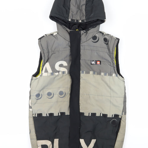 Adidas Boys Black Grey Puffer Jacket 12 Years Lego Hooded