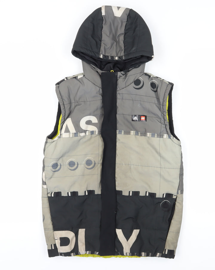 Adidas Boys Black Grey Puffer Jacket 12 Years Lego Hooded