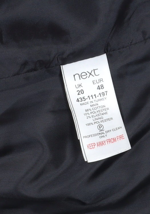 Next Women Black Blazer Size 20 Herringbone Regular Fit