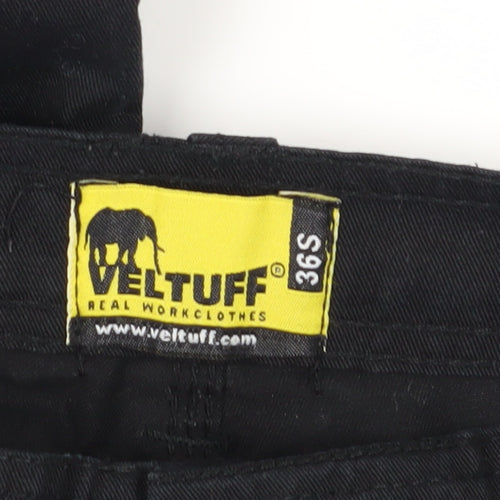 Veltuff Men's Black Cargo Trousers, Size 36