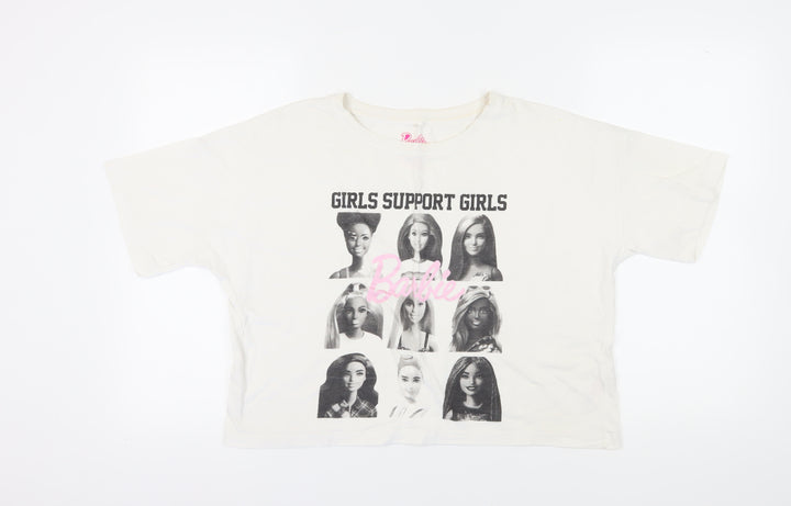 Barbie Women's Beige T-Shirt, Size S, Cotton, Casual Wear