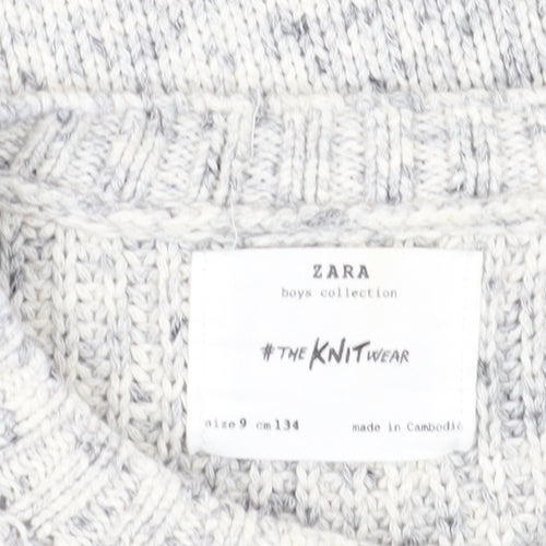 Zara Unisex Kids Grey Knit Jumper - Size 9 Years