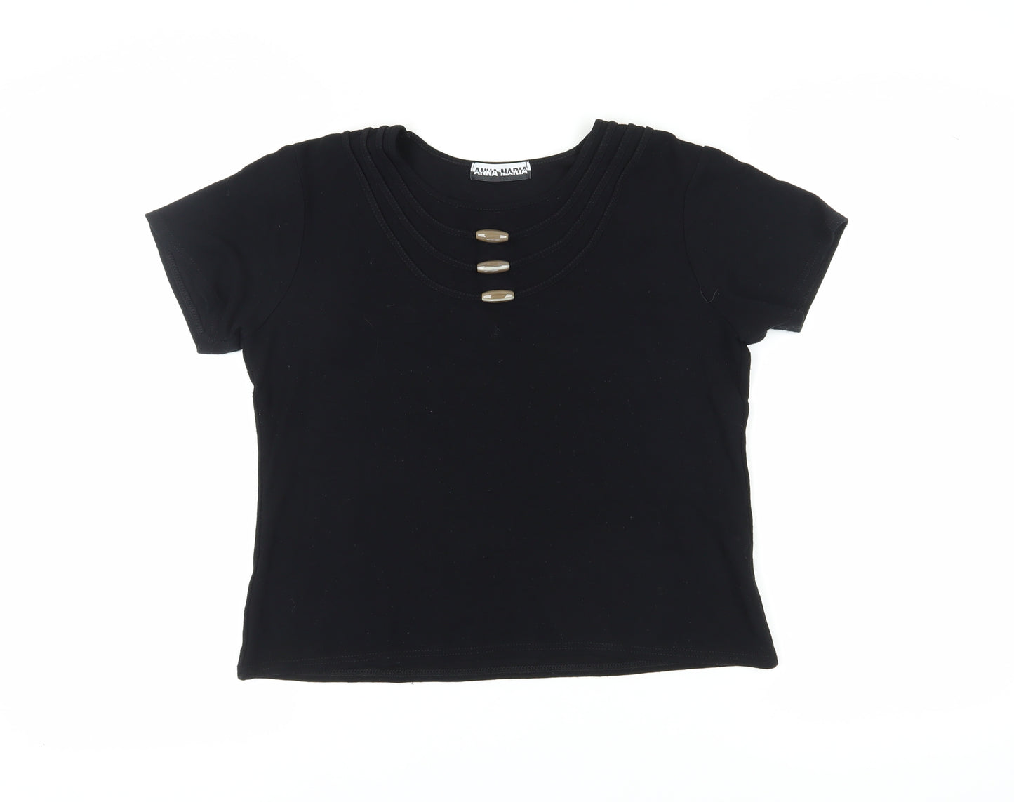 Anna Maria Women's Black T-Shirt Size 16 Round Neck