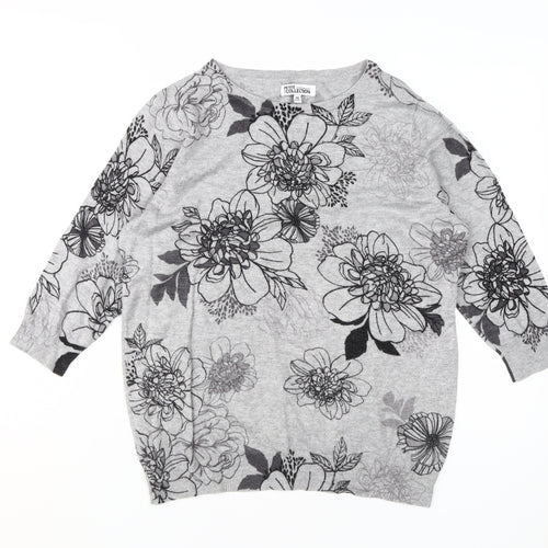 Debenhams Women’s Grey Floral 3/4 Sleeve Jumper