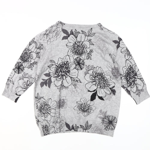 Debenhams Women’s Grey Floral 3/4 Sleeve Jumper