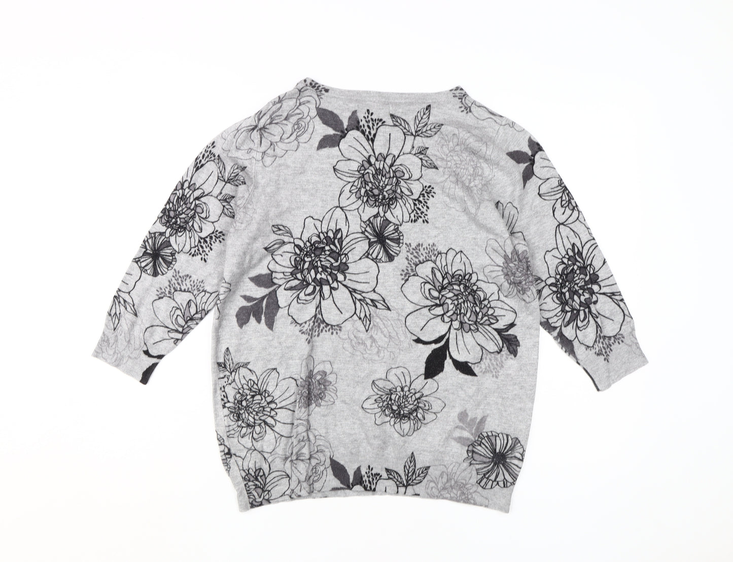 Debenhams Women’s Grey Floral 3/4 Sleeve Jumper