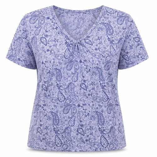 Isle Women's Blue Paisley T-Shirt, L, Classic Casual