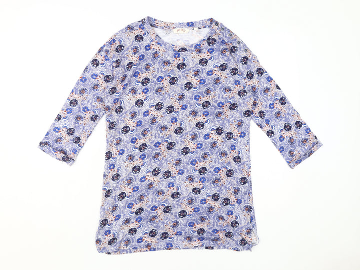 Fat Face Women's Multicoloured Floral 3/4 Sleeve V-Neck T-Shirt