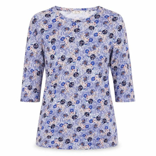 Fat Face Women's Multicoloured Floral 3/4 Sleeve V-Neck T-Shirt
