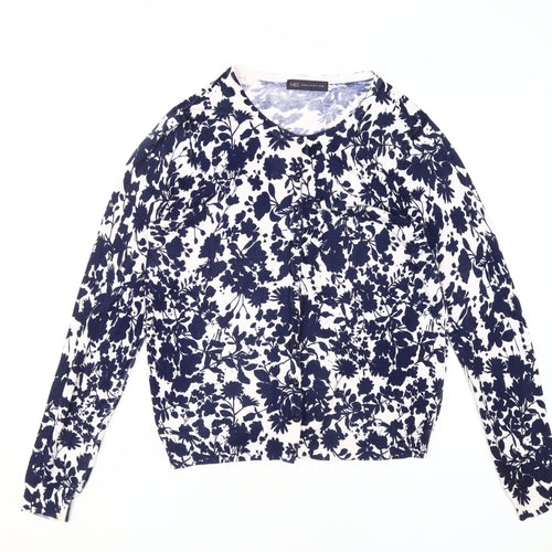 Marks and Spencer Women's Blue Floral Cardigan Size 14