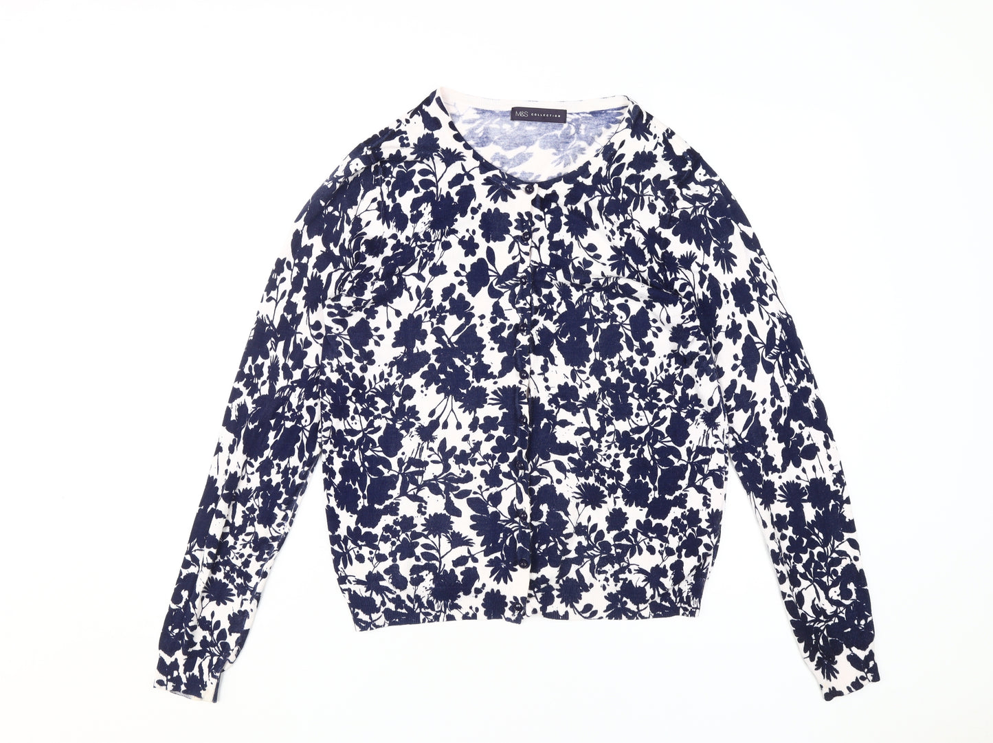 Marks and Spencer Women's Blue Floral Cardigan Size 14