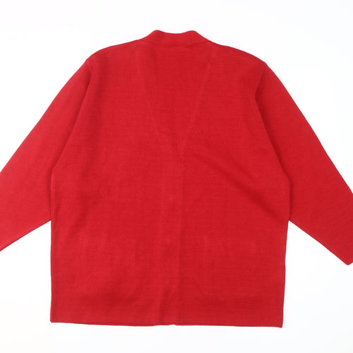 Daxon Women's Red Cardigan, Size L, V-Neck Casual