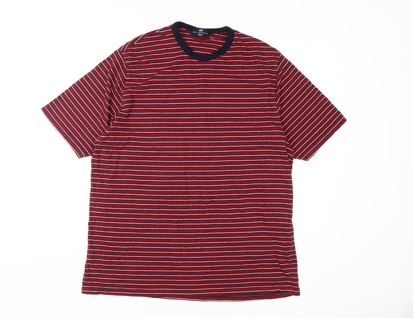 Marks & Spencer Men's Red Striped T-Shirt Large