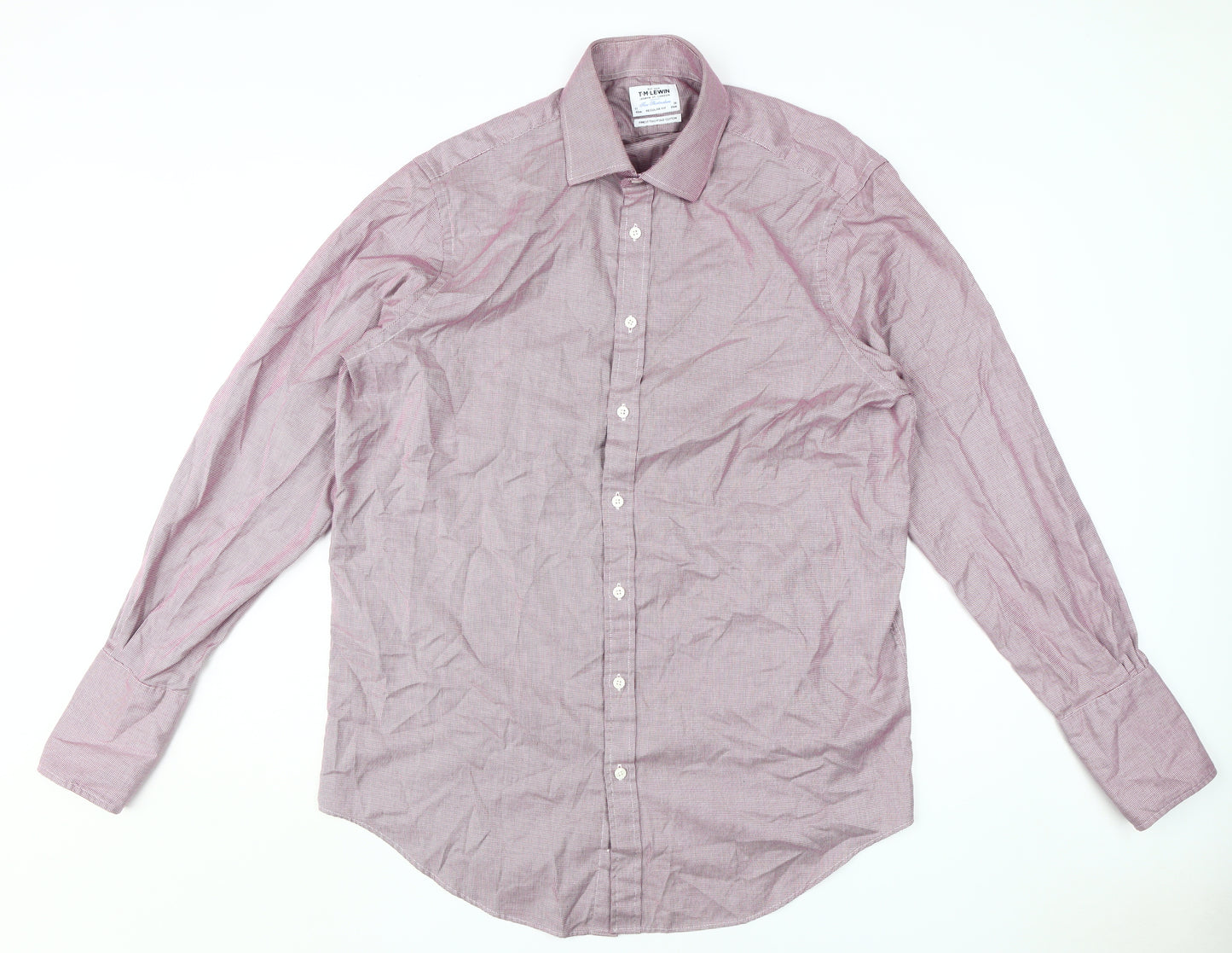 T.M.Lewin Men's Pink Regular Fit Dress Shirt, Size 17