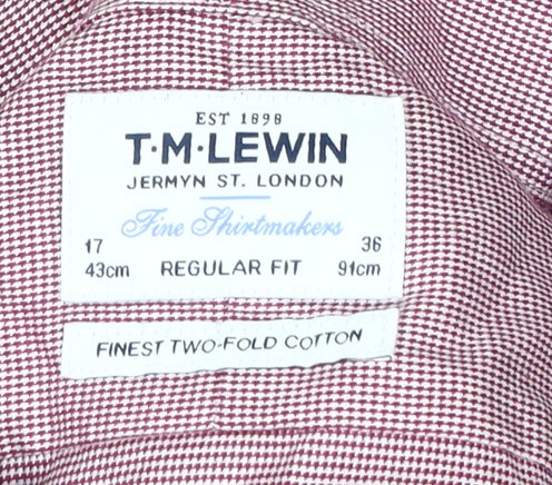 T.M.Lewin Men's Pink Regular Fit Dress Shirt, Size 17